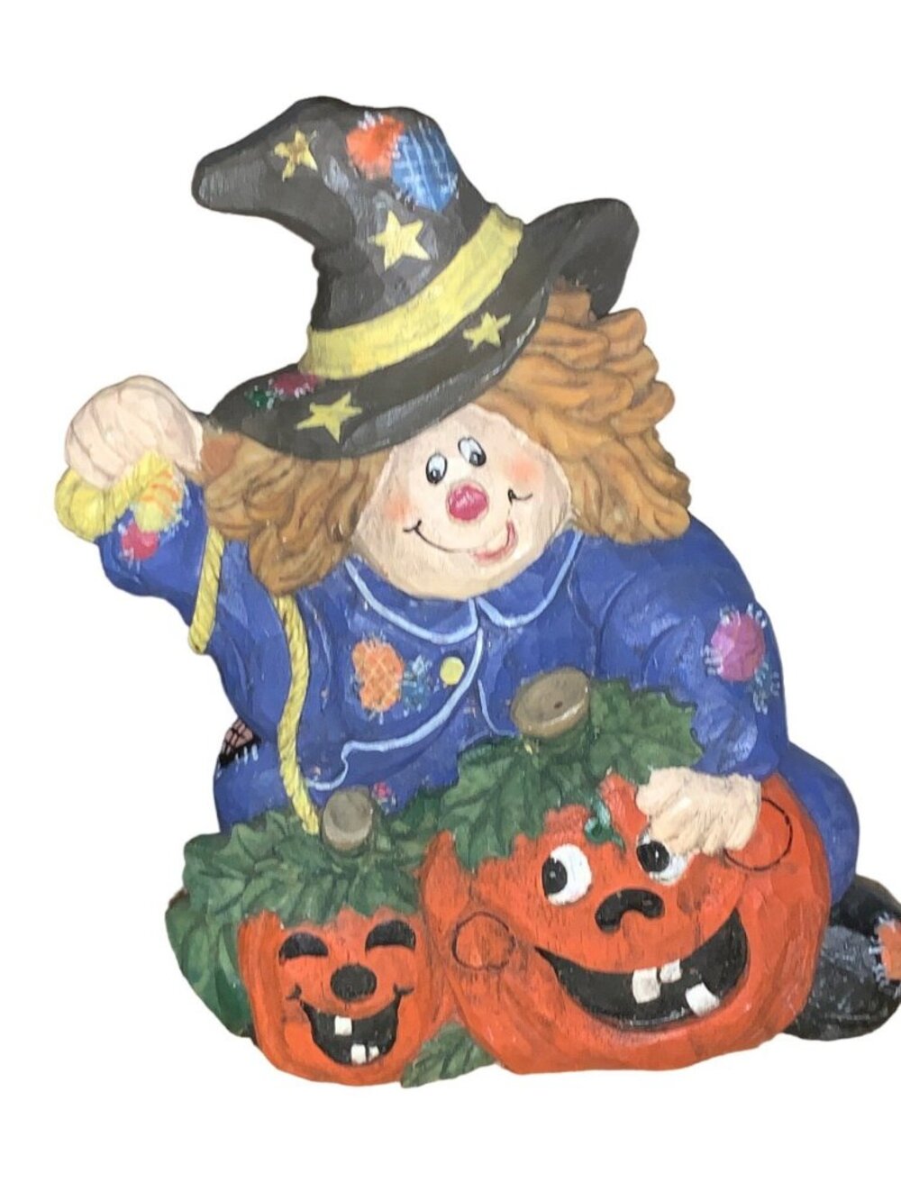 Hand Painted Halloween Witch Figurine With Pumpkins Resin Halloween Decor